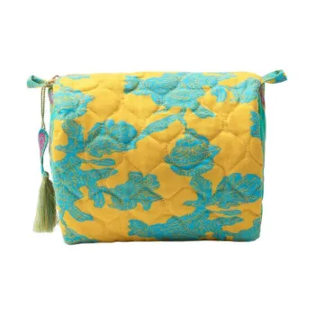 ZARA Cotton Clutches Toiletry Bags Small Size Women's Turquoise