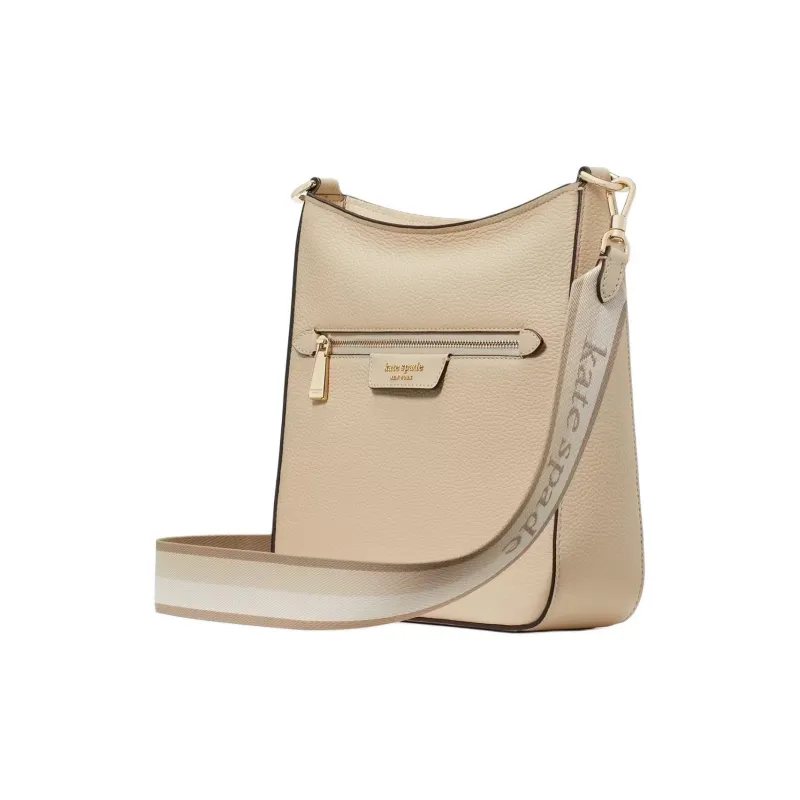 Kate Spade Hudson Litchi Grain Leather Messenger Bag Shoulder Bag Crossbody Bag Women's Beige-1