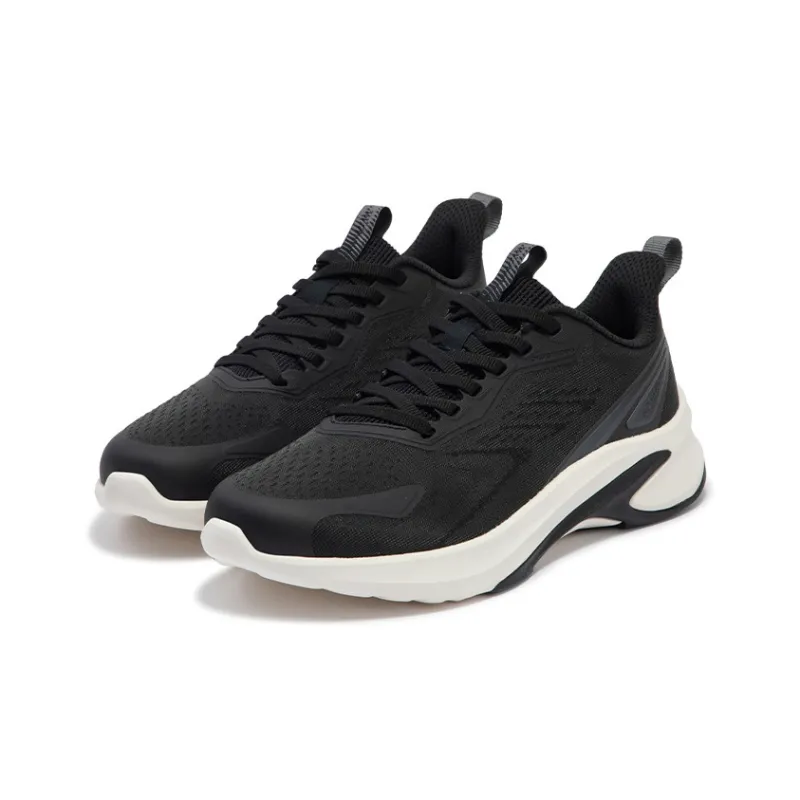 361° Sharp Teeth Slip Resistant, Abrasion Resistant, Breathable Low Top Running Shoes Women's Black White-2