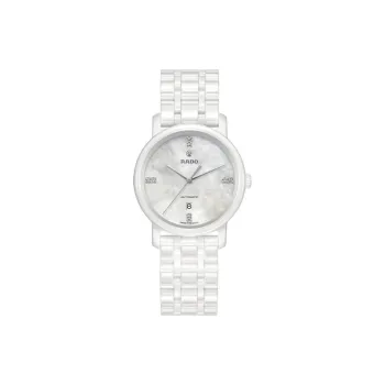 RADO Automatic Mechanical Movement Unisex Watch 33mm White Dial Ceramic Watch Case Ceramic Strap
