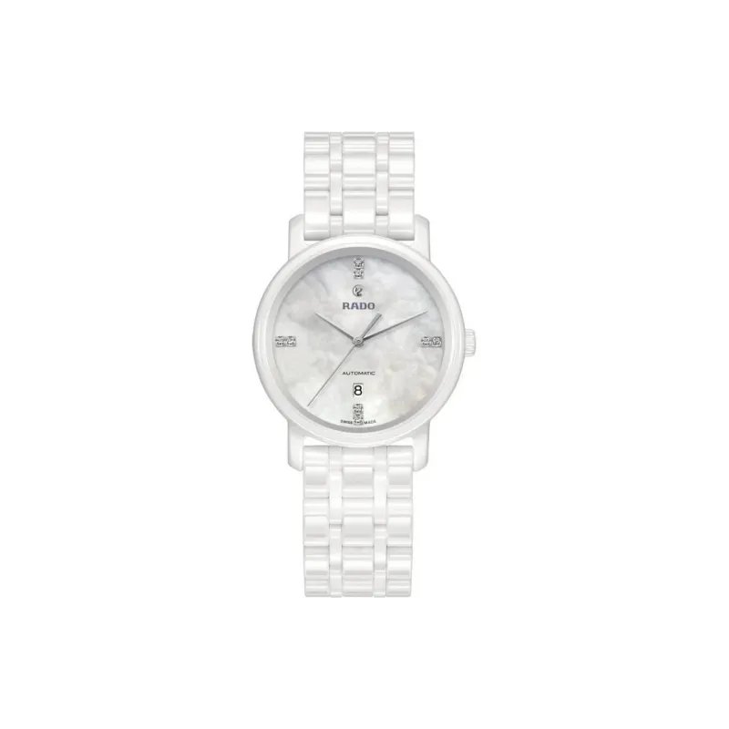RADO Automatic Mechanical Movement Unisex Watch 33mm White Dial Ceramic Watch Case Ceramic Strap-0