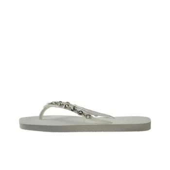 Havaianas Rhinestone Slip-Resistant Flip Flops Women's White