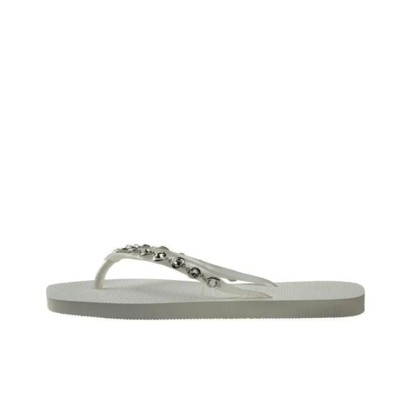 Havaianas Rhinestone Slip-Resistant Flip Flops Women's White-0