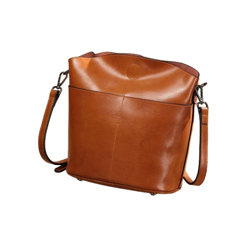 H YXIANG Oil Wax Cow Leather Crossbody Bag, Shoulder Bag Women's Red/Green/Black/Caramel-6