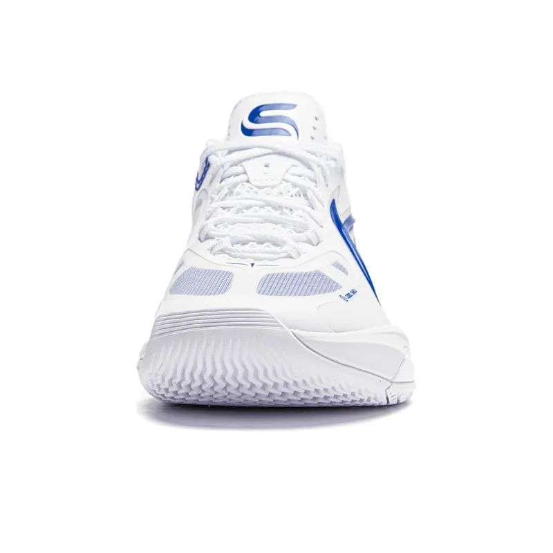 LiNing Shining Cushioning Anti Slip Wear Resistant Breathability Low Top Basketball Shoes Men's White Blue-4