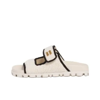 MIU MIU Woven Slide Slippers Women's Beige