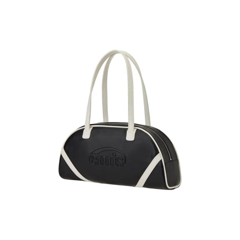 Emis Polyurethane One Shoulder Handbag Unisex Black-1