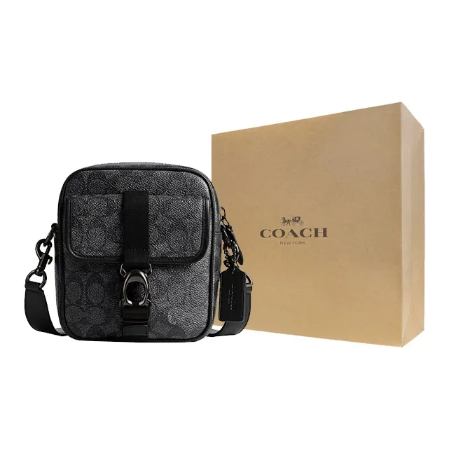 COACH PVC Messenger Bag, Shoulder Bag, Crossbody Bag Mini Men's Charcoal Black-6