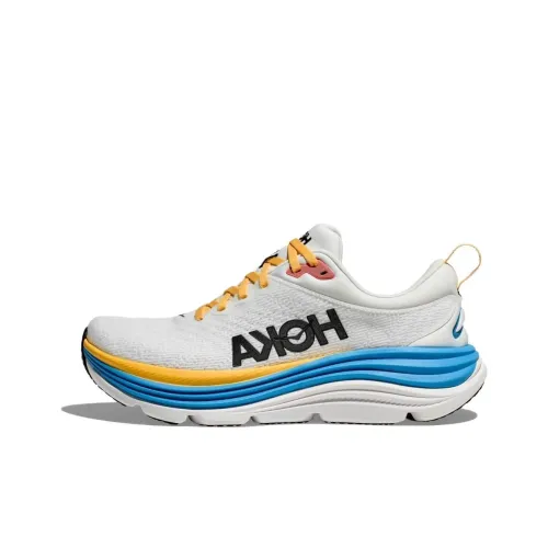 HOKA ONE ONE Gaviota 5 Running Shoes Women's Low-Top White/Blue Yellow