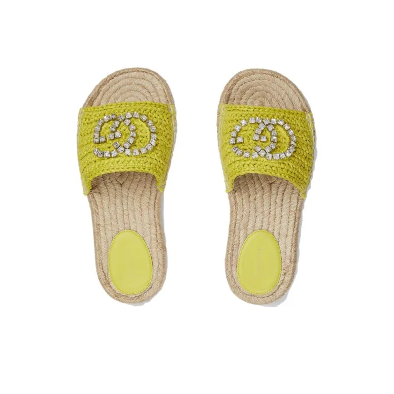 GUCCI Interlocking Slide Slippers Women's Yellow-4