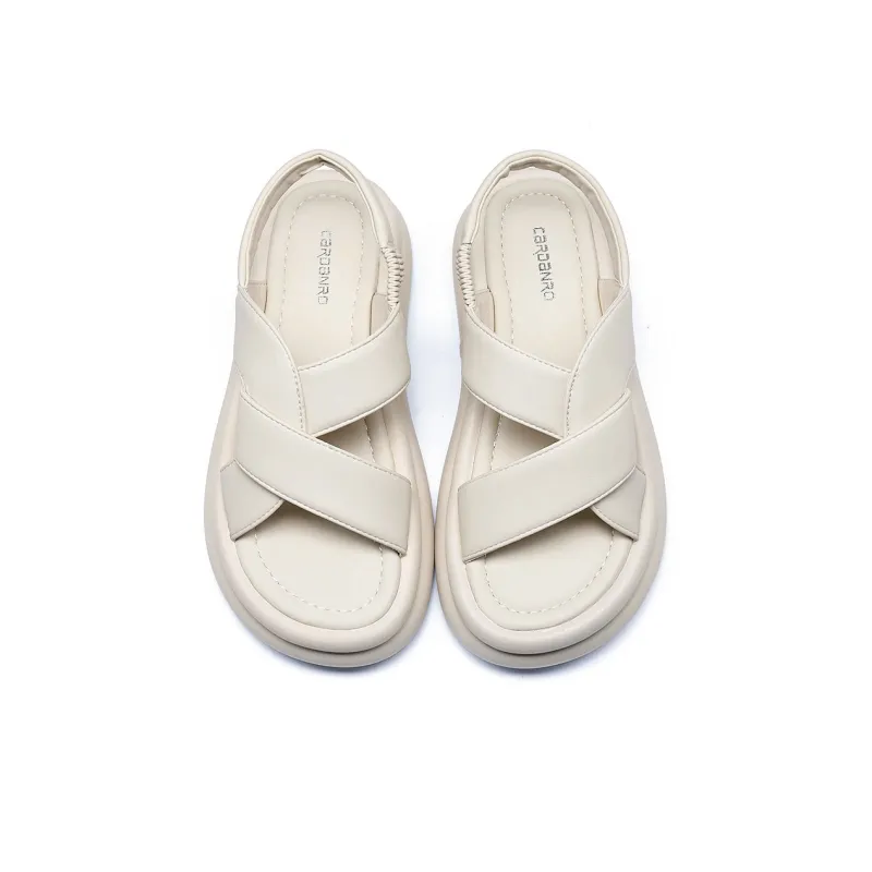 CARDANRO Beach Sandals Women's Beige, Black-7