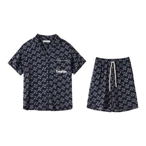 QINZUIMAO Pajama Set Men's Dark Gray Blue