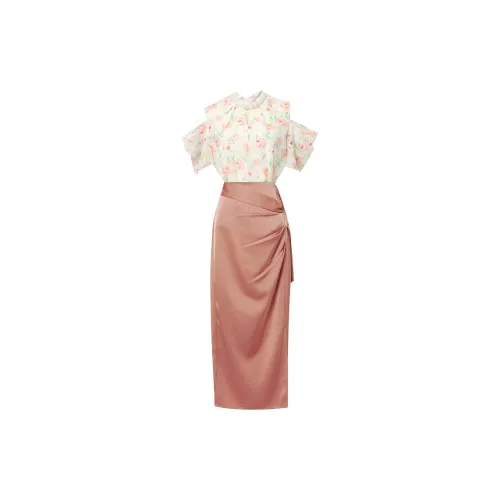 Duffy fashion Two Piece Skirt Sets Women's Light Apricot+Orange