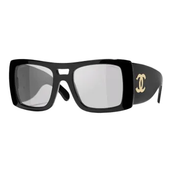 CHANEL Acetate Aviator Sunglasses Unisex Black