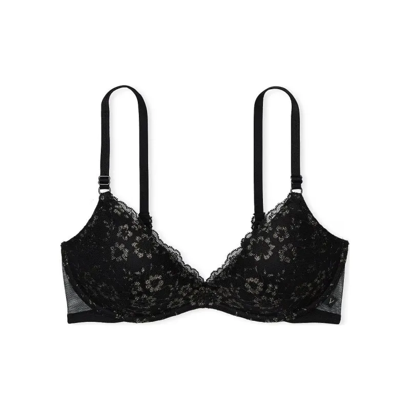 Victoria's Secret PINK Sexy Tee Wireless Posey Lace Push-Up Bra/Black Bra Women's Black-0