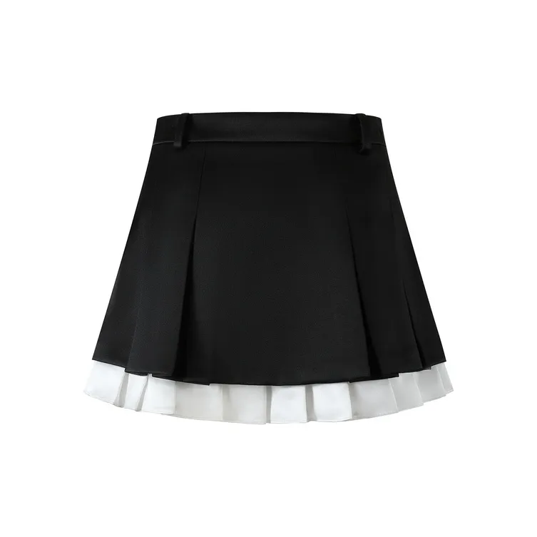Three Quarters Casual Short Skirts Women's Black-1