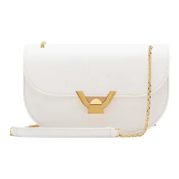 COCCINELLE Grained Leather Shoulder Bag Crossbody Bag Medium Size Women's Bright White