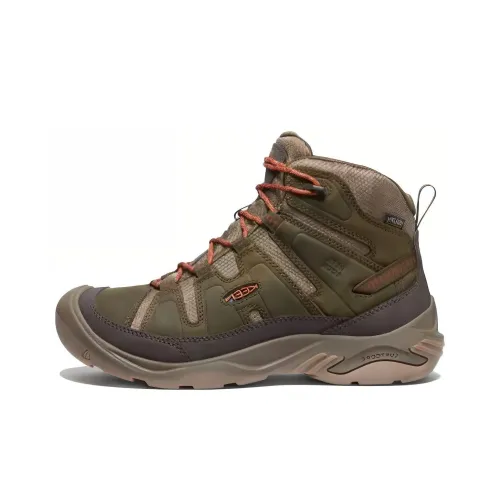 Keen Hiking / Trekking Shoes Men High-Top Dark Olive/Taupe Brown