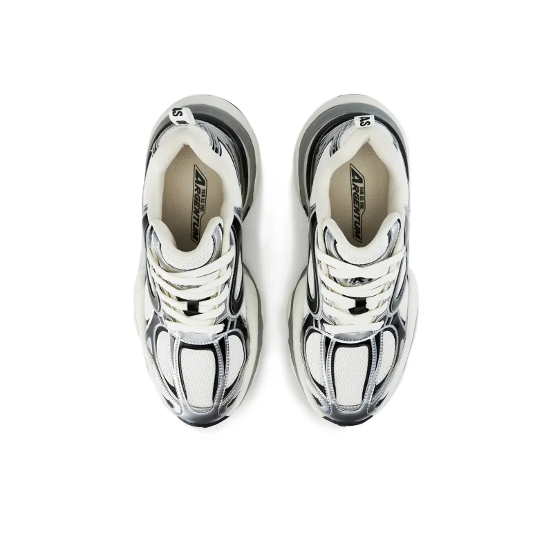 RASS Cushioning Lightweight Height Increasing Low Top Running Shoes Unisex Liquid Silver-2