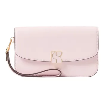 Kate Spade Smooth Leather Wrist Bags Clutches Women's Shimmery Pink