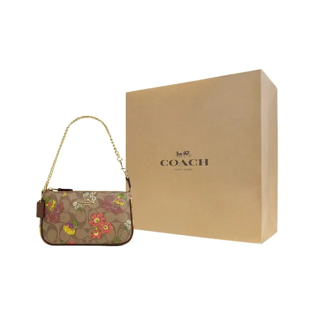 COACH Nolita Canvas One Shoulder Handbag Small Size Women's Gold & Khaki Multicolor-6