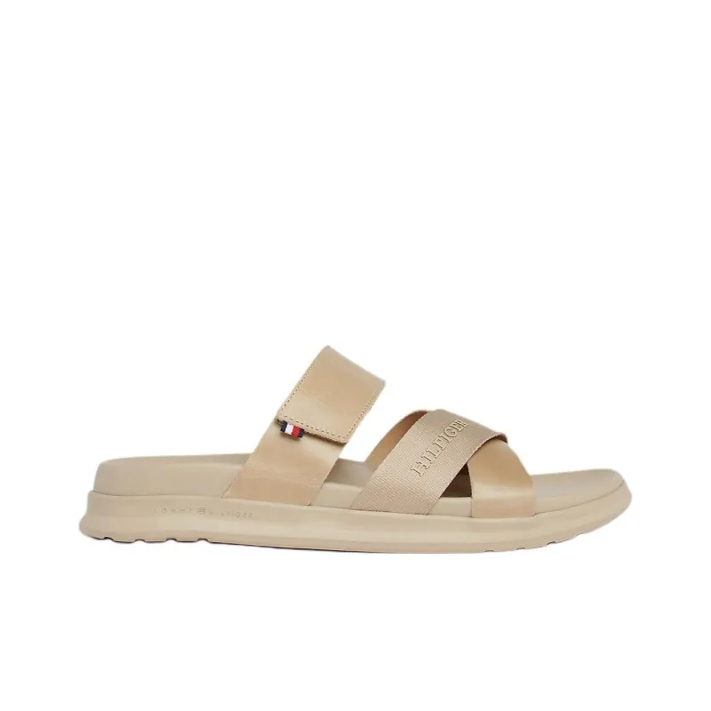 Tommy Hilfiger Abrasion-Resistant Slip-Resistant Slide Slippers Men's Beige-1