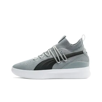 PUMA Clyde Court Core Slip Resistant, Abrasion Resistant, Lightweight Mid Top Basketball Shoes Men's Light Gray