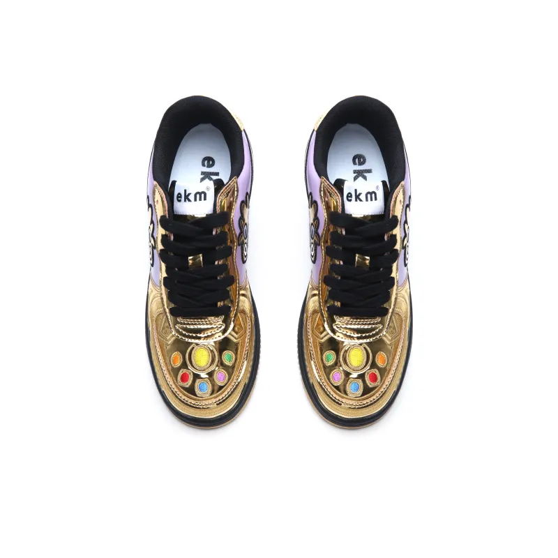 EKM Slip Resistant, Abrasion Resistant, Breathable, Support, Height Increasing Low Top Skateboard Shoes Unisex Gold-2