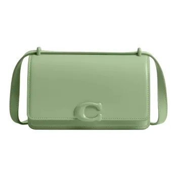 COACH Bandit Calfskin Shoulder Bag, Crossbody Bag Trumpets Women's Silver & Light Pistachio