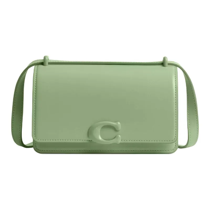 COACH Bandit Calfskin Shoulder Bag, Crossbody Bag Trumpets Women's Silver & Light Pistachio-0