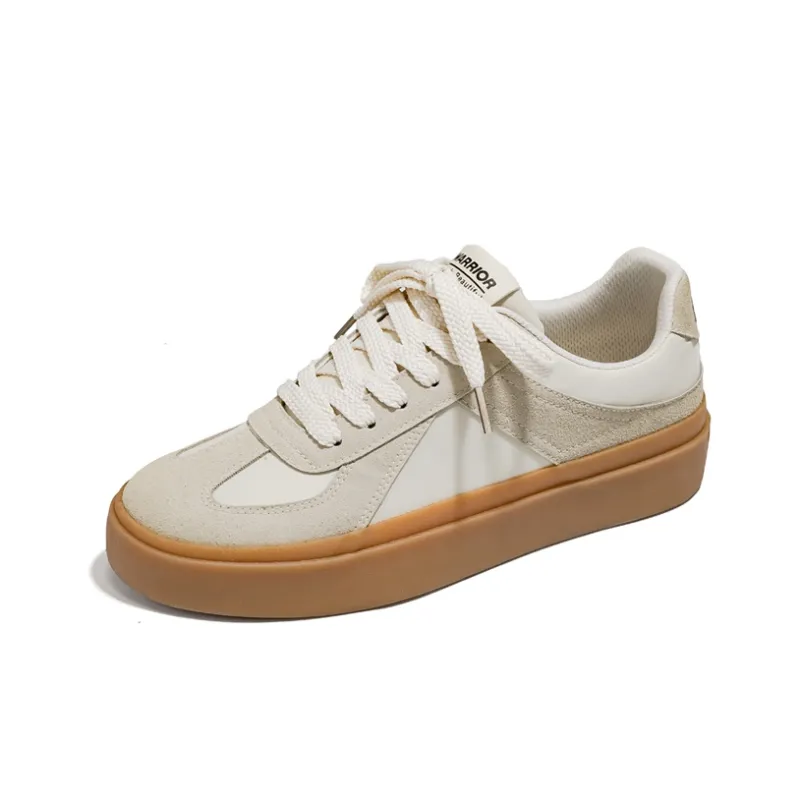 Warrior Low Top German Army Trainers Skateboard Shoes Men's Gray Beige-1