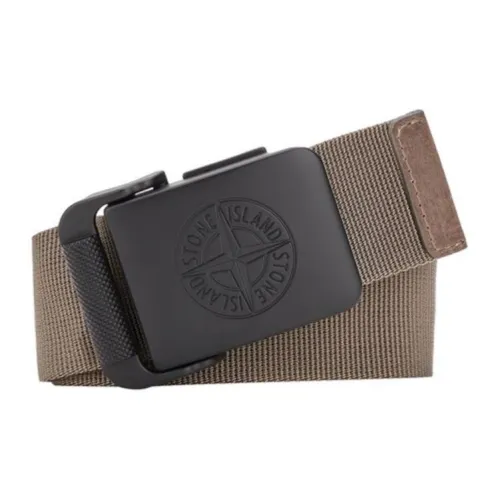 STONE ISLAND Logo Identification Leather Belts Men's Brown Width 1.6CM