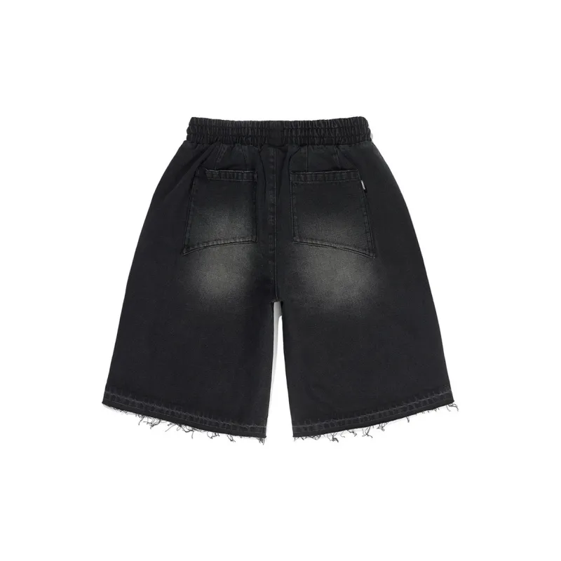 SWAMP AREA Denim Shorts Unisex Black-1