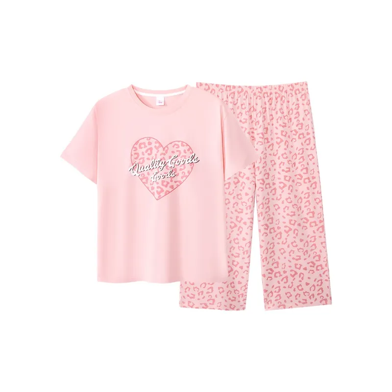 Huggy Kissy Pajama Set Women's Light Pink-0