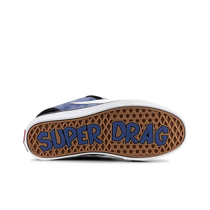 LuzaoT SUPER DRAG Anti Slip Wear Resistant Low Top Skateboard Shoes Unisex Black Blue-5