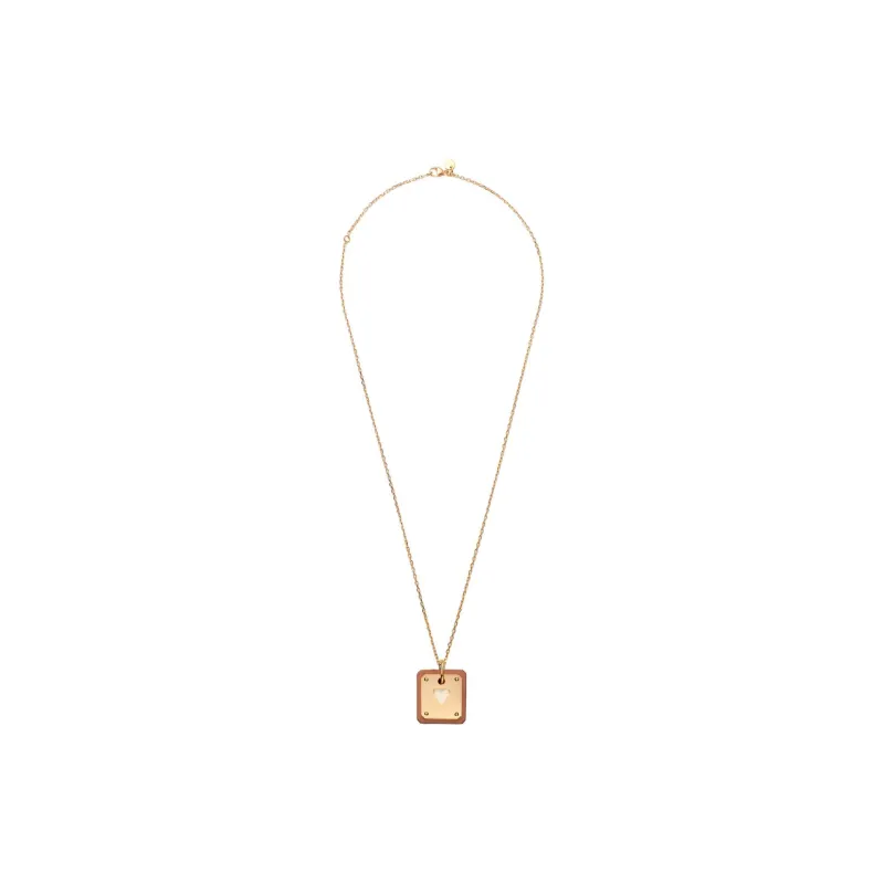 HERMES As De Coeur Calfskin, Gold tone Plated Necklaces Women's-2