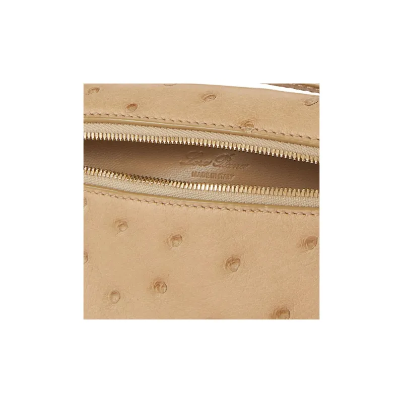 Loro Piana ExtraPocket Ostrich Leather Handbag, Shoulder Bag, Crossbody Bag, Clutch Mini Women's Beige Yellow-3
