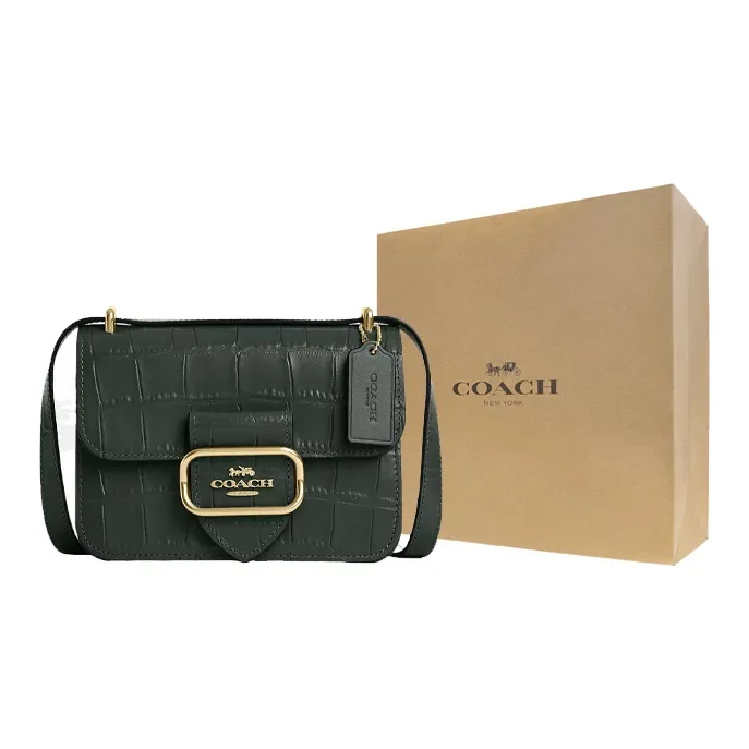 COACH Morgan Crocodile Pattern Embossed Leather Handbag Shoulder Bag Crossbody Bag Small Size Women's Jasper-4
