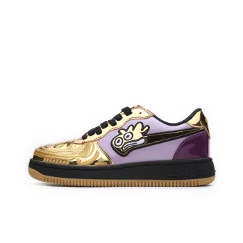EKM Slip Resistant, Abrasion Resistant, Breathable, Support, Height Increasing Low Top Skateboard Shoes Unisex Gold