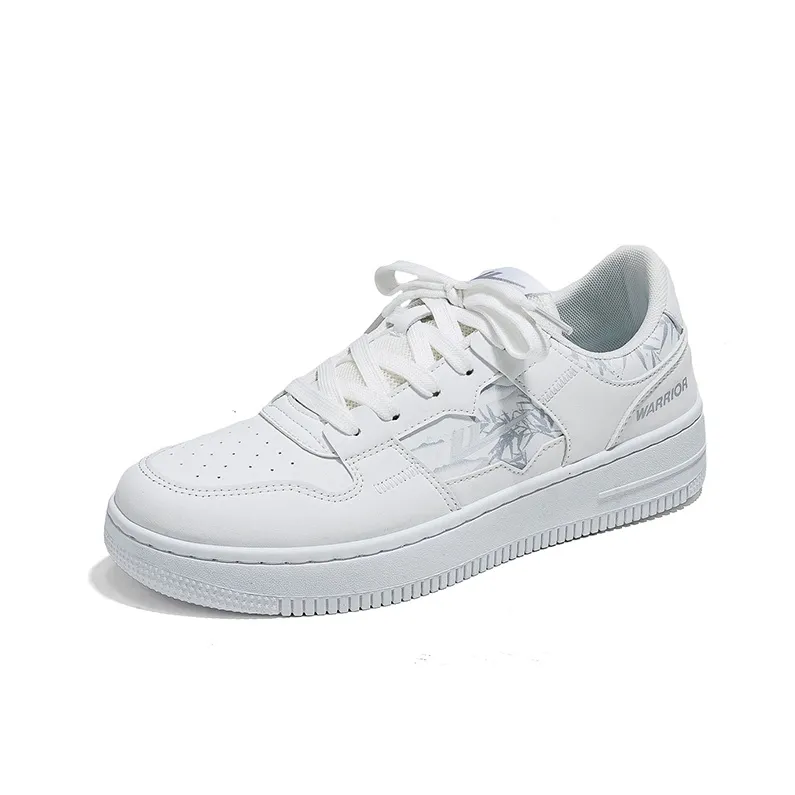 Warrior Low Top Skateboard Shoes Men's White And Grey Bamboo-1