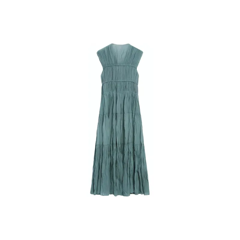 Massimo Dutti Sleeveless Dress Women's Blue Green-1