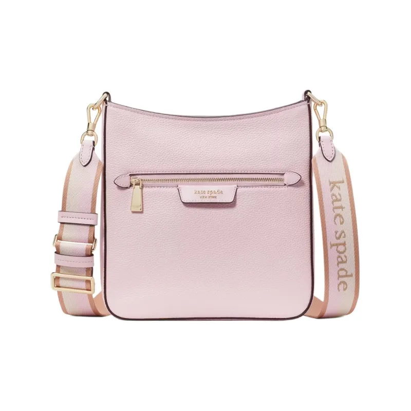 Kate Spade Hudson Litchi Grain Leather Messenger Bag Shoulder Bag Crossbody Bag Women's Shimmery Pink-0