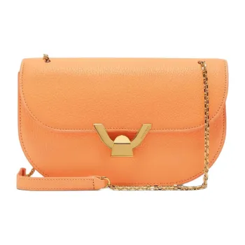 COCCINELLE Grained Leather Shoulder Bag Crossbody Bag Medium Size Women's Orange