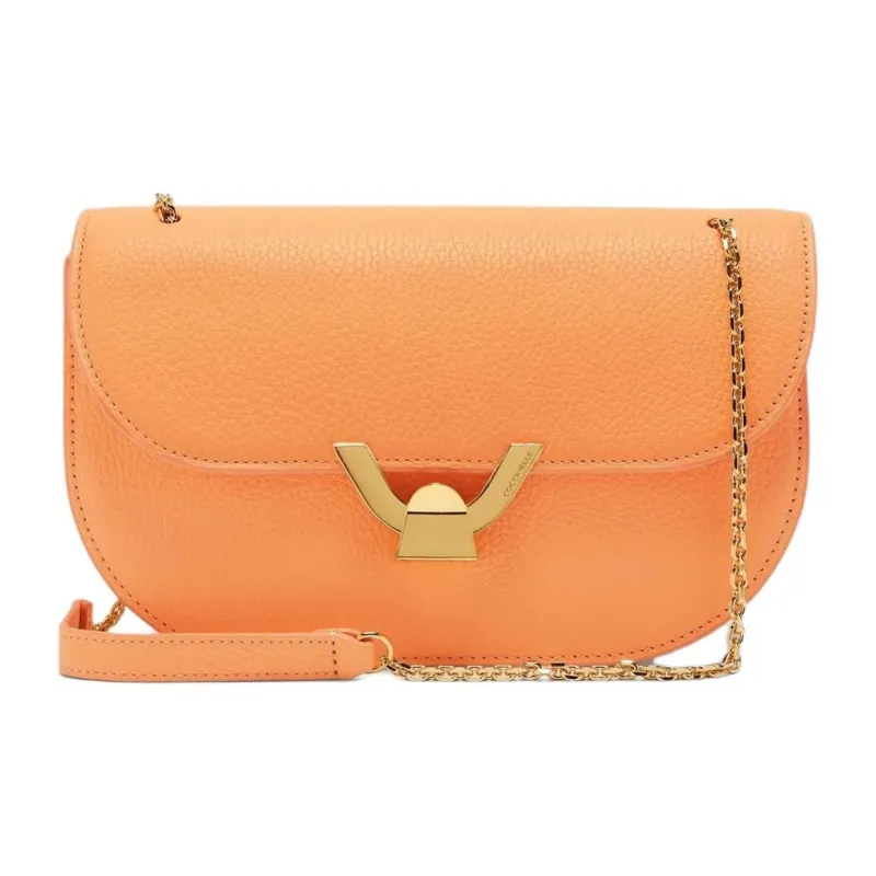 COCCINELLE Grain Leather Shoulder Bag, Crossbody Bag Medium Size Women's Orange-0