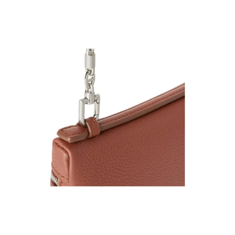Loro Piana ExtraPocket Litchi Grain Cow Leather Clutch Mini Women's Red Brown-3