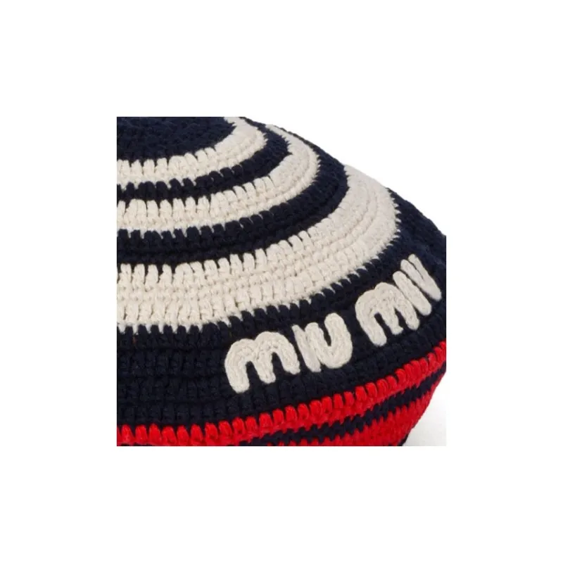 MIU MIU Logo-appliqué Crochet Beret-2