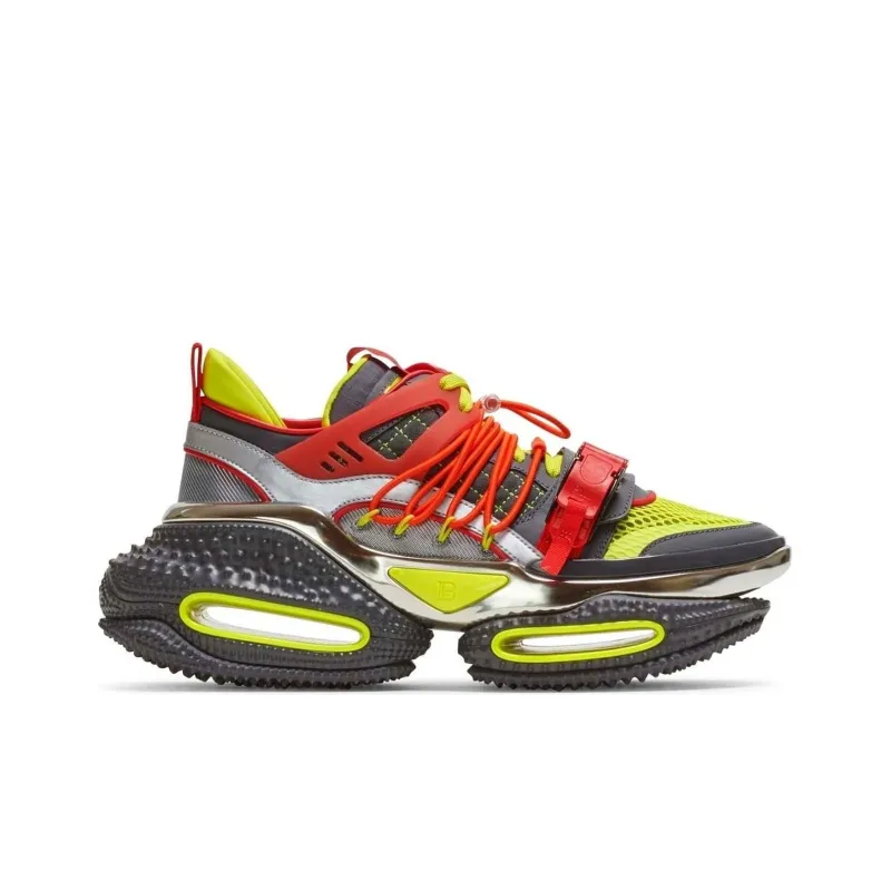 BALMAIN Wear-Resistant Coverage Low-Top Casual Shoes Men's Black Red-1
