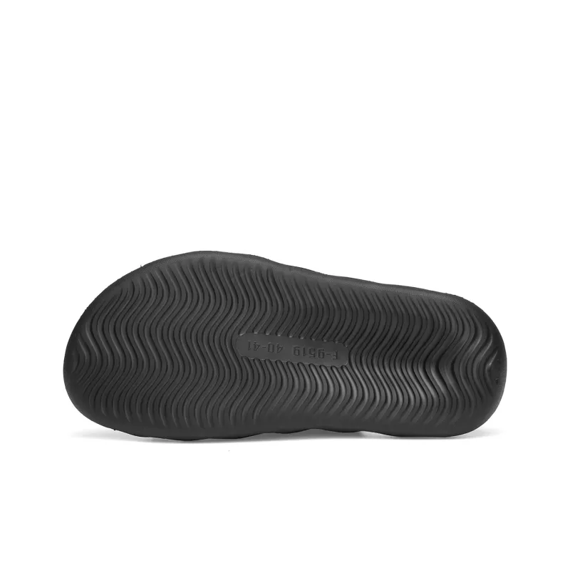 Cabbeen Rubber Sole Sequins Rhinestone Quick Dry Slide Slippers Men's Black-4