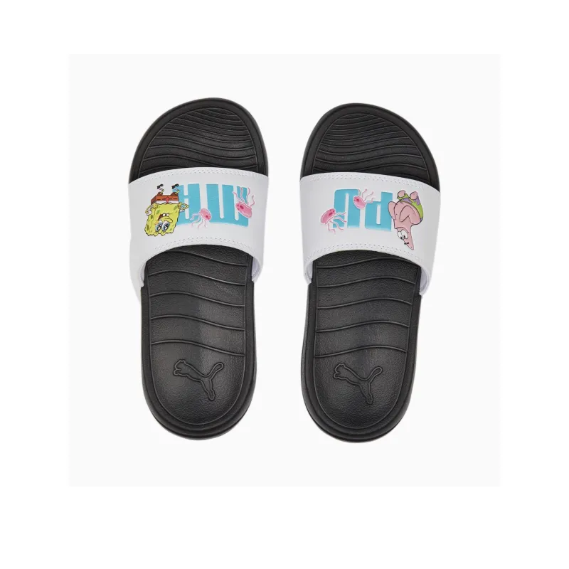 SPONGEBOB SQUAREPANTS x PUMA Popcat 20 Rubber Sole Slide Slippers Unisex White Black-3