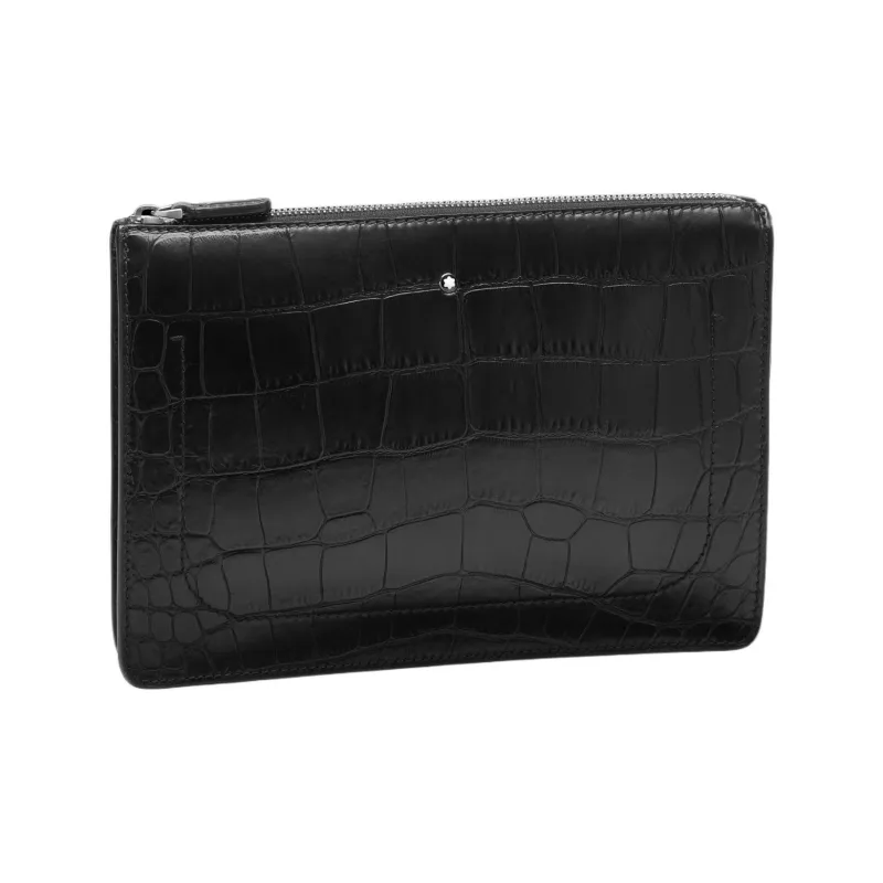 MONTBLANC Crocodile Leather With Cow Leather Clutch Men's Black-1